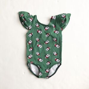 Belle Threads green Mickey Mouse leotard EUC 3T